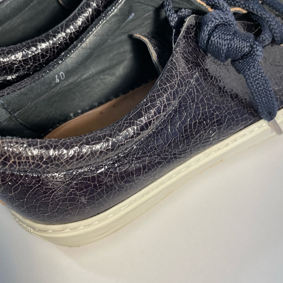 Acne Studios Navy Blue Crackled Shiny Leather Sneakers sz 40 (9) - Picture 3 of 7